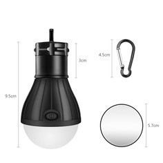 Светодиодная яркая подвесная лампа для палатки, с карабиномчерная Camping Light