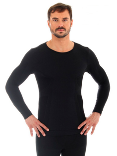 Термофутболка мужская, длинный рукав, Brubeck Comfort Wool LS1160M чёрный, L