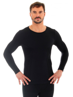 Термофутболка мужская, длинный рукав, Brubeck Comfort Wool LS1160M чёрный, M