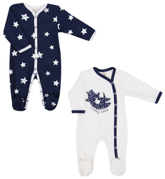 Комбинезон - 2 пары 30-161 цв. молочный/набивной р.56-62 Lucky Child