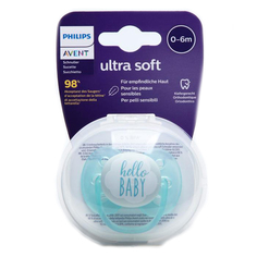 Пустышка ultra soft, Hello, 0-6 мес, 1 шт, для мальчиков Philips Avent