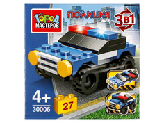 336130 Конструктор ПОЛИЦЕЙСКИЙ машина 3в1, 27 дет. Город мастеров в кор.2*120шт No Brand
