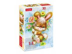 ПАЗЛЫ-ИГРА 30 элементов А4ф 210х290мм MAXI-Зайка с цветами- No Brand