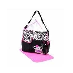 Многофункциональная сумка для мам с пеленкой Зверята, 39х15х32 см, розовый No Brand