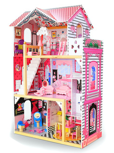 Дом для куклы OUBAOLOON деревянный с набором мебели и лифтом DH606