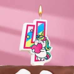 Свеча в торт "Единорог с шариком", цифра 4, розовый Страна Карнавалия