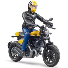 Мотоцикл Bruder желтый, Scrambler Ducati, с мотоциклистом 63-053