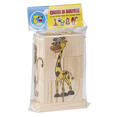 Кубики на палочках Тутси Составь картинку. Жираф, зебра, обезьяна, верблюд дерево, 6 эл.