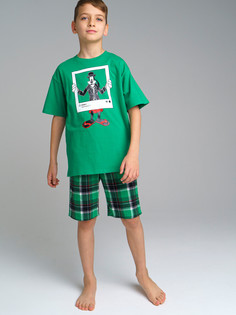 Пижама детская PlayToday Family look 42236025, зеленый, разноцветный, 176