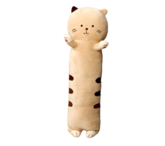 Мягкая игрушка-подушка Котик-полосатик, 65 см, цвет бежевый No Brand