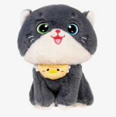 Мягкая игрушка Кот, размер 21 см, цвет серый No Brand