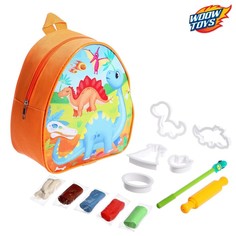 Рюкзак с игрушками Динозавры, формочки для пластилина 5 шт., скалка Woow Toys