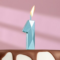 Свеча в торт на шпажке Алмаз, цифра 1, голубая, 4,8х2,6 см Страна Карнавалия