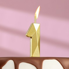 Свеча в торт на шпажке Алмаз, цифра 1, золотая, 4,8х2,6 см Страна Карнавалия
