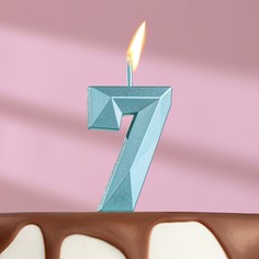 Свеча в торт на шпажке Алмаз, цифра 7, голубая, 4,8х2,6 см Страна Карнавалия