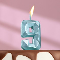 Свеча в торт на шпажке Алмаз, цифра 9, голубая, 4,8х2,6 см Страна Карнавалия