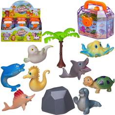 Игровой набор ABtoys Юный натуралист Фигурки мультяшные морских обитателей 4 шт