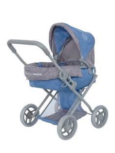 Коляска для кукол Buggy Boom Adelina - трансформер классическая серо-синяя 56*30*66 см