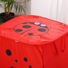 Корзина для игрушек ZABIAKA малая, "Божья коровка", с ручками и крышкой
