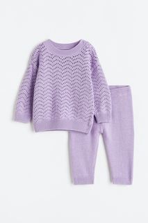 Вязанный набор из 2 предметов H&M для девочек 74 светло-фиолетовый (доставка из-за рубежа)