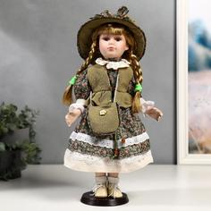 Кукла коллекционная керамика "Маша в зелёном платье в цветочек" 40 см No Brand
