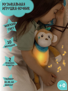 Музыкальная игрушка-ночник AMAROBABY, Buddy Monkey, Светильник детский для сна