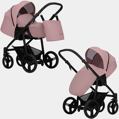 Коляска-трансформер Bebetto Nico PLUS 07, розовый, рама черная, 113903007