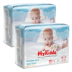 Подгузники-трусики для детей MyKiddo Premium M (6-10 кг) 76 шт. 2 уп. x 38 шт.