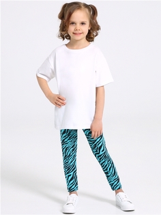 Леггинсы детские Апрель 1ДРЛ1982804н, зебра черный, бирюза, 122