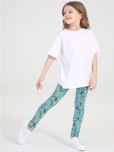 Леггинсы детские Апрель 1ДРЛ3848001н, лисички на серо-зеленом, 116