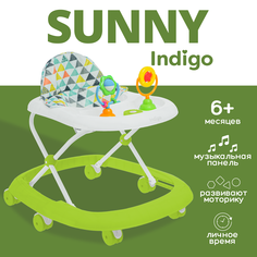 Ходунки детские музыкальные INDIGO SUNNY, 6 колес, зеленый