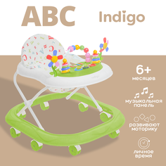 Ходунки детские музыкальные INDIGO ABC, с подсветкой, 8 колес, зеленый