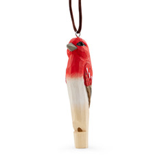 Свисток Happy Baby из натурального дерева в форме птички, на цепочке, красный