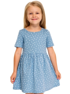Платье детское Апрель 1ДПК3998001н, белые пятнышки на бирюзе, 116