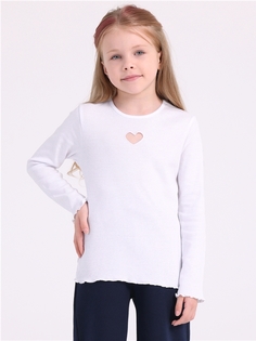 Лонгслив детский Апрель 1ДДЛД3911024, белый Сердце насквозь вышивка, 122