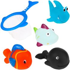Набор игрушек для купания CMP Морские жители, сачок, акула, 3 рыбки