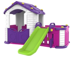 Игровой домик с забором и горкой Toy Monarch CHD-354 - фиолетовый