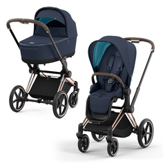 Коляска 2в1 Cybex Priam IV Nautical Blue, шасси Rosegold