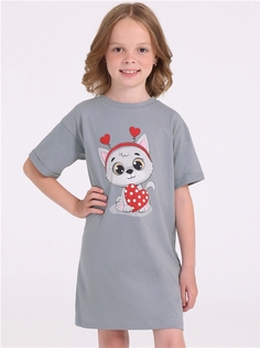 Платье детское Апрель 1ДПК4283001, серый261 Серый кот с сердцем, 104