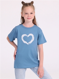 Футболка детская Апрель 1ДДФК4328001, серо-голубой250 Сердце кистью, 146