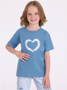 Футболка детская Апрель 1ДДФК4327001, серо-голубой250 Сердце кистью, 116