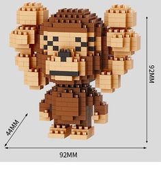 Конструктор 3D из миниблоков Balody Kaws обезьянка коричневая 445 элементов - BA18262