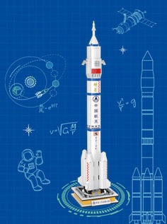 Конструктор 3D из миниблоков Balody Space Ракета-1 со спутником 869 элементов - BA21049