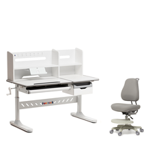 Растущая парта с надстройкой и кресло, FUNDESK, FIORE II и Paeonia GREY