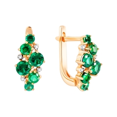 Серьги из золота VALTERA 089927, бриллиант/изумруд искусственный
