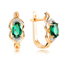 Серьги из золота VALTERA 089931, бриллиант/изумруд искусственный