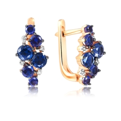 Серьги из золота VALTERA 089927, бриллиант/сапфир искусственный