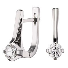 Серьги из платины с бриллиантом искусственным Palladium 0211.31977