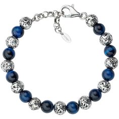 Браслет из серебра с лавой и тигровым глазом р. 19,5 AMEN BRU1PMBBL8 Amen.