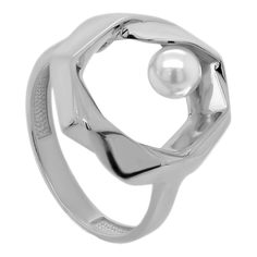 Кольцо из серебра с жемчугом искусственным р. 18 Kabarovsky 11-368-1500